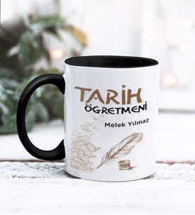 Tarih Öğretmeni Tasarımlı Kişiye Özel Kupa Bardak (Siyah)