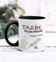 Tarih Öğretmeni Tasarımlı Kişiye Özel Kupa Bardak (Siyah)