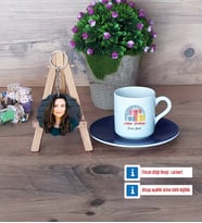 Doğum Günü Hediyesi Türk Kahvesi Fincanı Ahşap Altlıklı ve Fotoğraflı Ahşap Anahtarlık Hediye (Model 4)