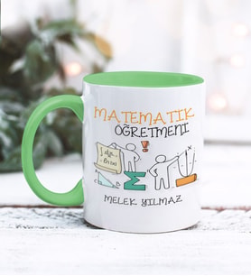 Matematik Öğretmeni Tasarımlı Kişiye Özel Kupa Bardak (Yeşil)
