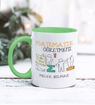 Matematik Öğretmeni Tasarımlı Kişiye Özel Kupa Bardak (Yeşil)