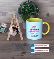 Anneler Günü Kupa Bardak Beyaz ve Fotoğraflı Ahşap Anahtarlık Hediye (Model 7)
