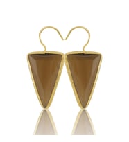 Kadir Jewellery 22 Ayar Altın Kaplama Vintage Küpe -El İşçiliği Ve Hipoalerjenik Küpe (Kahverengi)