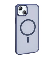 iPhone 14 Plus Kılıf Magsafe Şarj Özellikli Mat Arka Yüzey Sio Kılıf (Lacivert)