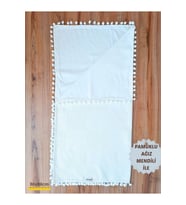S.kahve Kız Erkek Bebek Battaniyesi Pike %100 Pamuklu Doğal Organik Uyku Çift Taraflı Örtü 86x86cm BTN10248 (Ekru)