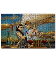 Cakapuzzle Yelkenli ve Antika Fotoğraf Makineli Çift Puzzle Yapboz MDF (Ahşap) (500 Parça)