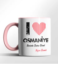 Kişiye Özel Osmaniye Seninle Daha Güzel Tema Siyah Renk Kupa (Pembe)