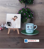 Yazılım Geliştirme Uzmanı Fotoğraflı Dekoratif Taş, Ahşap Altlıklı Türk Kahvesi Fincanı Hediye (Model 9)