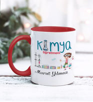 Kimya Öğretmeni Tasarımlı Kişiye Özel Kupa Bardak (Kırmızı)