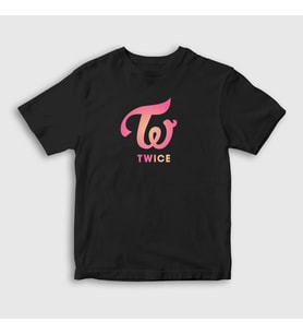 Presmono Unisex Çocuk Beyaz Logo V3 K-Pop Twice T-Shirt 281247tt (Siyah)