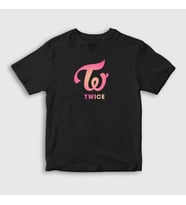 Presmono Unisex Çocuk Beyaz Logo V3 K-Pop Twice T-Shirt 281247tt (Siyah)