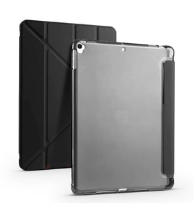 Apple iPad 7.Nesil 10.2 İnç 2019 Uyumlu Üçgen Katlanabilir Kalemlikli Standlı Akıllı Kılıf (Siyah)