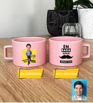 Kişiye Özel Karikatürlü Baba Hediye Pastel Fincan Babaya Babalar Günü Doğum Günü Hediyesi (Pembe)