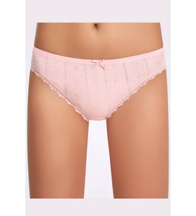 Jakarlı ( Transferli Ribana ) Kadın Bikini Külot   5 Adet (Pudra)