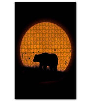 Cakapuzzle Çayırda Boz Ayı ve Arkada Süper Ay Puzzle Yapboz MDF (Ahşap) (500 Parça)