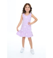 Toontoy Kız Çocuk Kalp Baskılı Elbise (Lila)