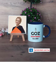 Göz Doktoru Fotoğraflı Dekoratif Taş, Kupa Bardak Beyaz Hediye Tıp Bayramı Hediyesi (Model 3)