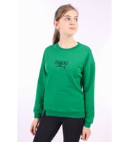 Toontoy Kız Çocuk Baskılı Sweatshirt (Çimen Yeşili)