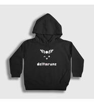Presmono Unisex Çocuk Beyaz Logo Deltarune Oyun Undertale Kapüşonlu Sweatshirt 435957tt (Siyah)