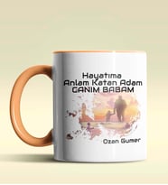 Kişiye Özel Hayatıma Anlam Katan Adam Tasarım Siyah Kupa Bardak (Turuncu)