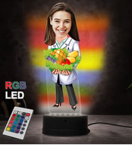 Doğum Günü Hediyesi,Sevgiliye Hediye, Kişiye Özel Fotoğraflı Diyetisyen Karikatür 3D Led Lamba (RGB)