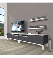 Decoraktiv Eko 220R Mdf Gold Tv Ünitesi Tv Sehpası (Beyaz - Antrasit)