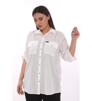 %100 Cotton Büyük Beden Natural Gömlek