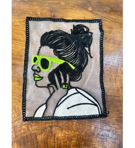 TÜL ÜZERİ DOKUMA ÖRGÜLÜ KIZ ARMA DİKİŞ AKSESUARI 26X21 CM (Yeşil)