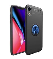 Uyumlu Model Apple iPhone XR 6.1 Kılıf Yüzüklü Magnetli Ravel Case (Siyah-Mavi)