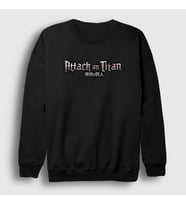 Presmono Unisex Beyaz Logo Anime Attack On Titan Sweatshirt 124199tt (Siyah)