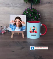 Kadın Polis Fotoğraflı Dekoratif Taş, Kupa Bardak Beyaz Hediye (Model 2)