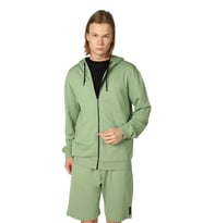 Erkek Kapüşonlu Fermuarlı Oversıze Sweatshırt Koyu Gri (Haki-Yeşil)