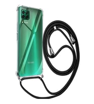 Huawei P40 Lite Şeffaf Boyun - Omuz Askılı İpli Kılıf  (Beyaz)