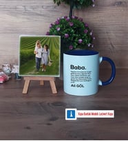 Baba Fotoğraflı Dekoratif Taş, Kupa Bardak Beyaz Hediye (Model 3)