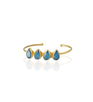 Kadir Jewellery 22 Ayar Altın Kaplama Zirkon Taşlı Ayarlanabilir Trend Bilezik (Koyu Mavi)