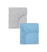2 Adet 50 x 90 x 10 cm Anne Yanı Lastikli Penye Kumaş Bebek Çarşafı (Mavi-Gri)