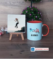 Polis Fotoğraflı Dekoratif Taş, Kupa Bardak Beyaz Hediye (Model 13)