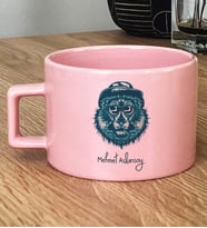 Kişiye Özel Cool Aslan Hediye Pastel Fincan Aslan Baskılı (Pembe)