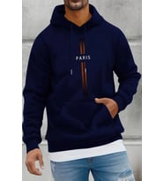 Paris Baskılı  Pamuklu Oversize Sweatshirt (Lacivert)
