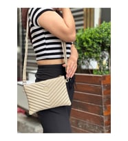 Kadın  Ayarlanabilir Çapraz Ve El Askılı Portföy, Clutch Çanta (Kum Beji)