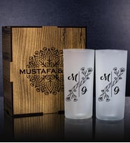 eJOYA Kişiye Özel Kutusunda 2'li Rakı Bardağı Hediye Seti 107142 (Mavi)