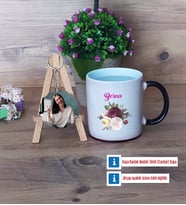 İsme Özel Doğum Günü Hediyesi Kupa Bardak Beyaz ve Fotoğraflı Ahşap Anahtarlık Hediye (Model 9)