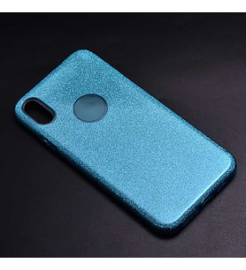 Uyumlu Model Apple iPhone XS Max 6.5 Kılıf Simli Parlak Shining Kapak (Mavi)