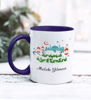 Arapça Öğretmeni Tasarımlı Kişiye Özel Kupa Bardak (Lacivert)