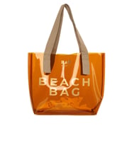 BAGMORİ Beach Bag Baskılı Şeffaf Plaj Çantası (Vizon)