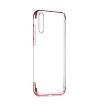Huawei P Smart S (Y8P) Kılıf İnce Köşeleri Renkli Şeffaf Silikon (Rose)