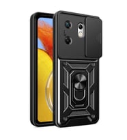 Vendas İnfinix Zero 30 4G  Kılıf Magnetik Standlı Kamera Korumalı Zore Sürgülü Vega Kapak (Siyah)