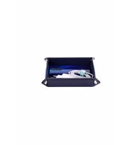 Masaüstü Organizer Düzenleyici Deri Dekoratif Sepet Kare Desktop Organizer Rainbow Vegan 16,5x16,5 cm (Lacivert)