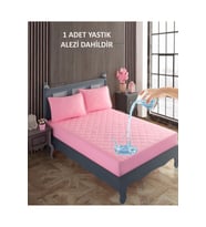 Tek Kişilik Alez Seti %100 Pamuk Kapitone Su Sıvı Geçirmez Yatak Yastık Alezi Yatak Yastık Koruyucu (Pembe)