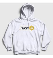 Presmono Unisex Beyaz Fallout 76 Logo Oyun Kapüşonlu Sweatshirt 420999tt (Beyaz)
